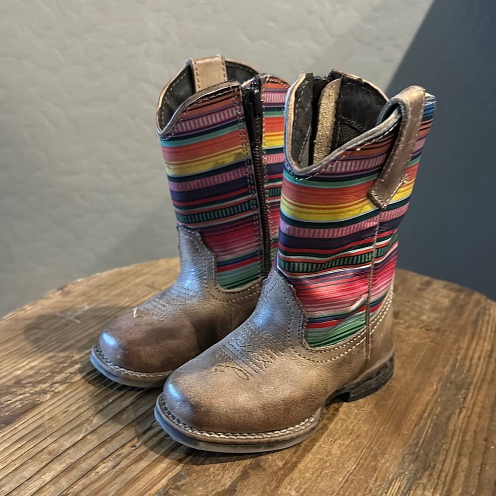 Colorful Striped Kids Cowboy Boots